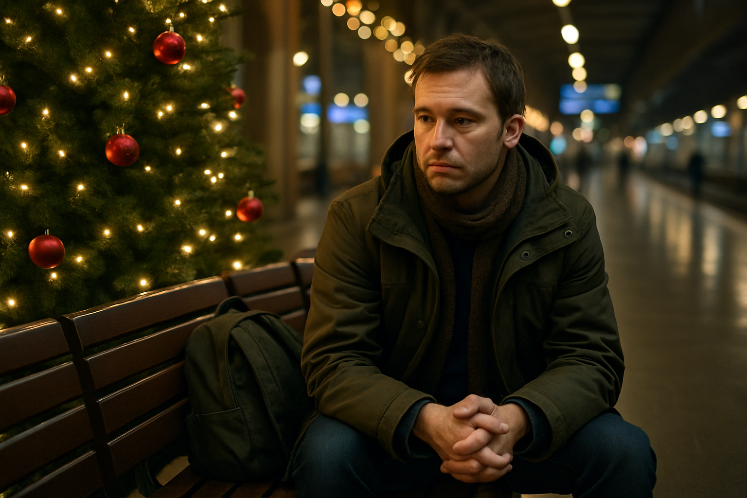 wohin an weihnachten alleine - Illustration